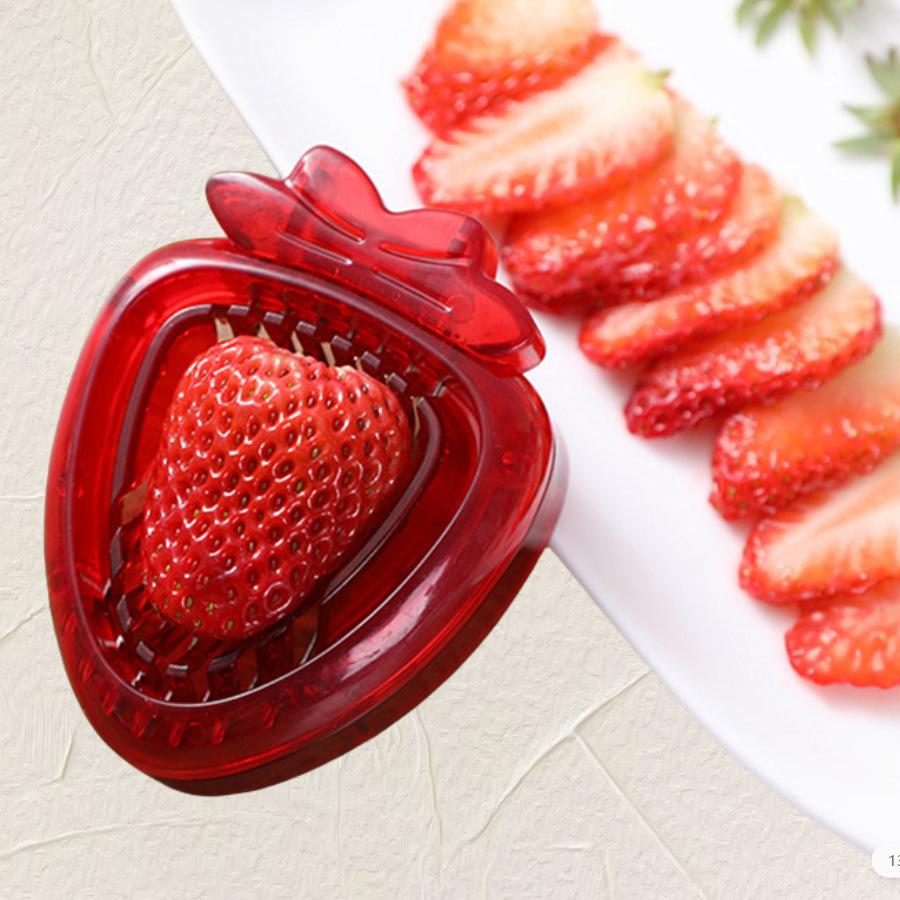 Strawberry-Shaped Plastic Slicer for Easy Fruit Preparation