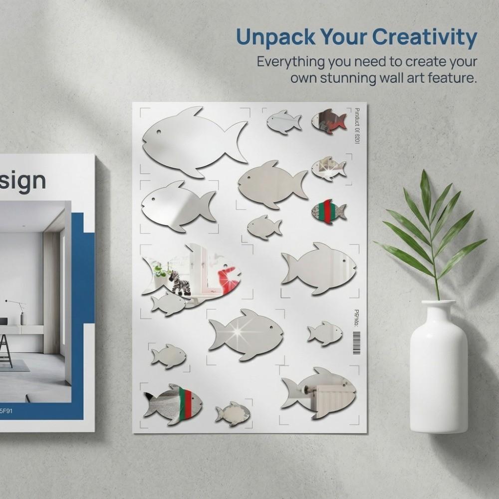 Frameless Fish School Wall Stickers Acrylic Novel Wall Sticker Modern Wall Sticker  Wall Decoration