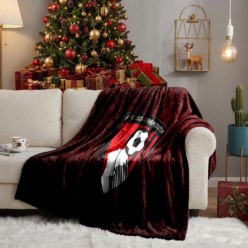 Afc Bournemouth Crest Throws Blanket Flannel Blankets Plush for Couch Bed Gifts for Men Women Travel picnic blanket Christmas fan gifts