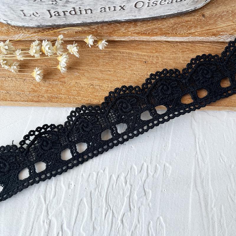 Material organza din dantelă neagră pentru îmbrăcăminte și accesorii DIY - Decorare decolteu și tiv fustă