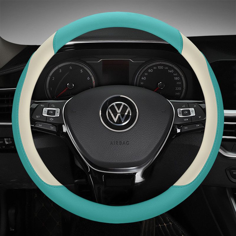 Jmc Yuhu 3 5 7 9 Yusheng S350 S330 Baodian Pickup Truck Steering Wheel Cover for Summer and All Seasons Tiffany Blue and White - Round