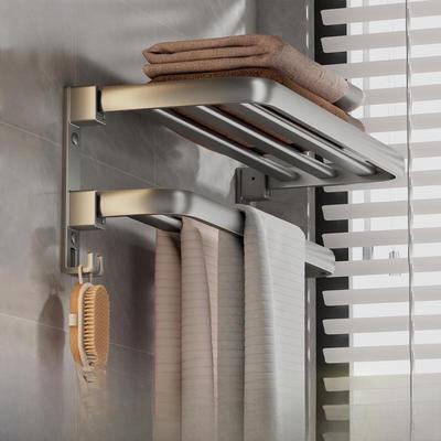 Badezimmer Space Aluminium Handtuchhalter-Set: Punch-Free Lagerregal, Grau