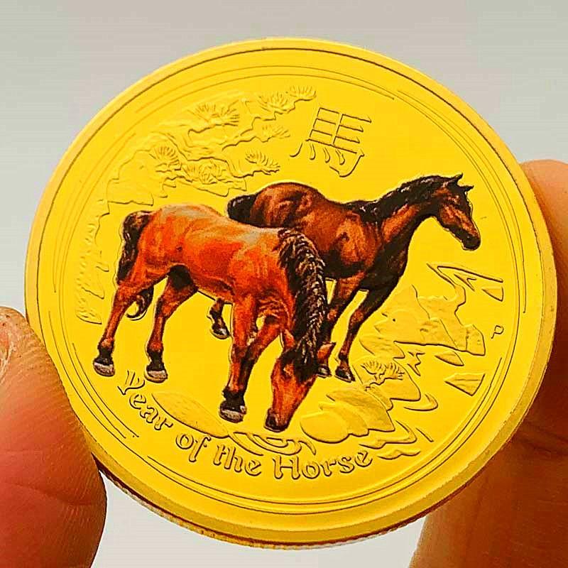 Australia coin, the Chinese zodiac, the the Year of the Loong, gilding, color printing commemorative medals, playing craft, decorations