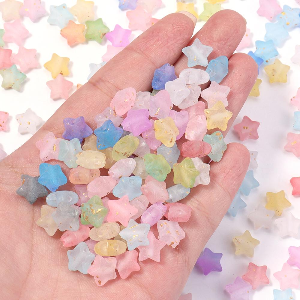 200 Stück 9x10mm Stern Acrylperlen Bunt Transparent Lose Abstandshalterperlen Für Schmuckherstellung DIY Armbänder Halsketten Zubehör