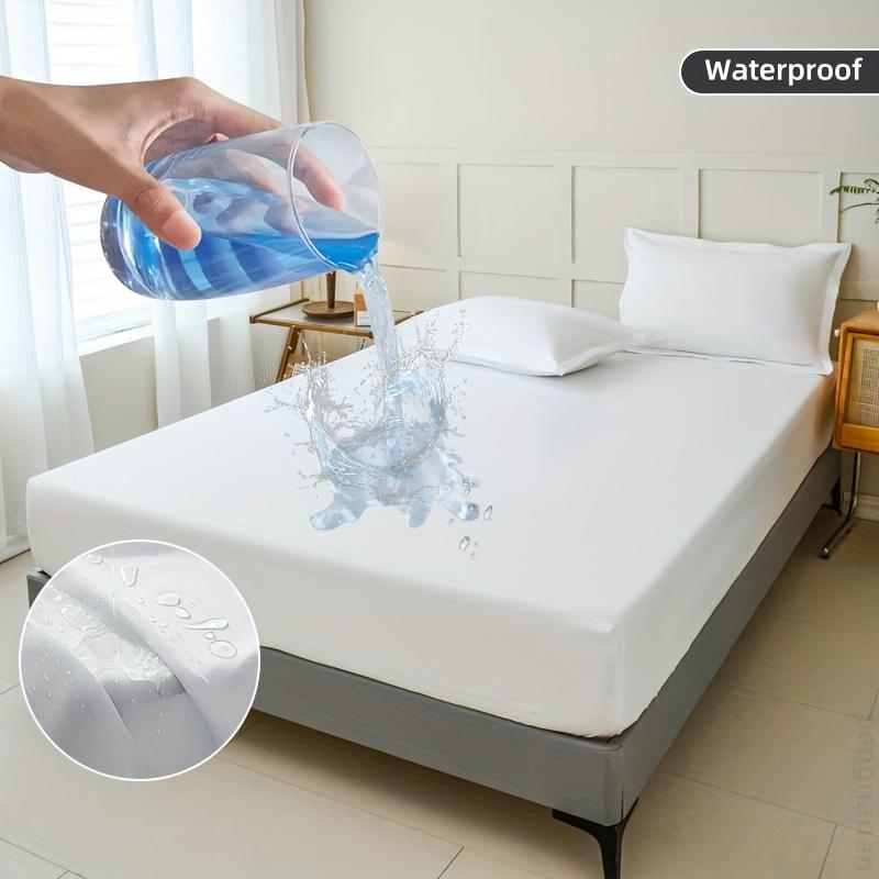 Waterproof Mattress Protector Cover,Stain-Resistant, Machine Washable, Soft Polyester Bedding for All Seasons, Fits Queen & King Sizes, Gray