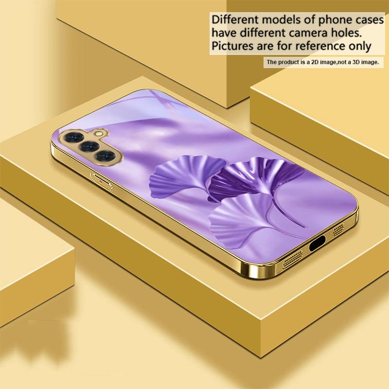 

Luxurious Ginkgo Leaves For Samsung Galaxy S20 FE S21 S22 S23 Plus S24 Ultra 25Ultra S21+ S9+ S22Plus Golden glass phone case Galaxy S23+