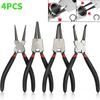 4pcs 7" Snap Ring Pliers Set Internal & External Circlip Plier With Straight/Bent Jaw C Clip Plier For Automotive Tool Mechanics