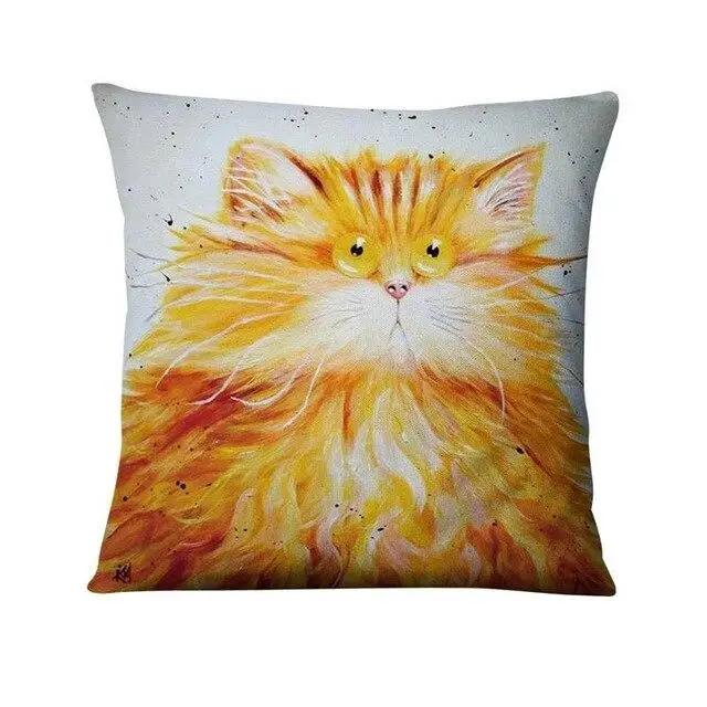 

Красочная наволочка с принтом мультяшного кота, украшение для дома, подушка для рисования, декоративный декор, пледы для дивана 50x50cm