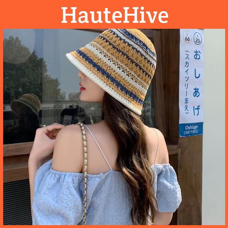 Fashionable Hollow Knitted Fisherman Hat With Color Splicing Design Daily For
