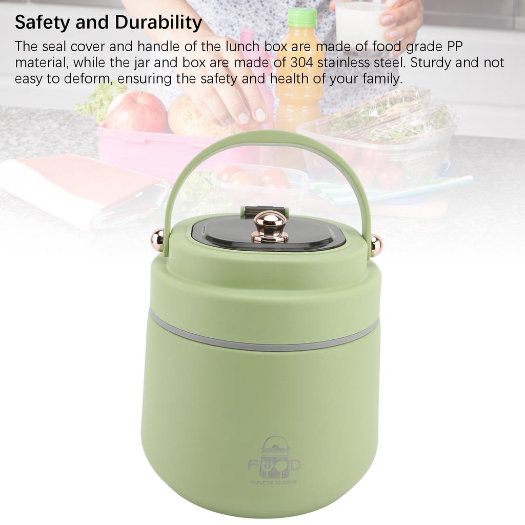 Insulated Food Container 304 Stainless Steel Vacuum Lunch Box Thermal Food Jar with Lunch Bag Foldable Spoon for Hot Food
