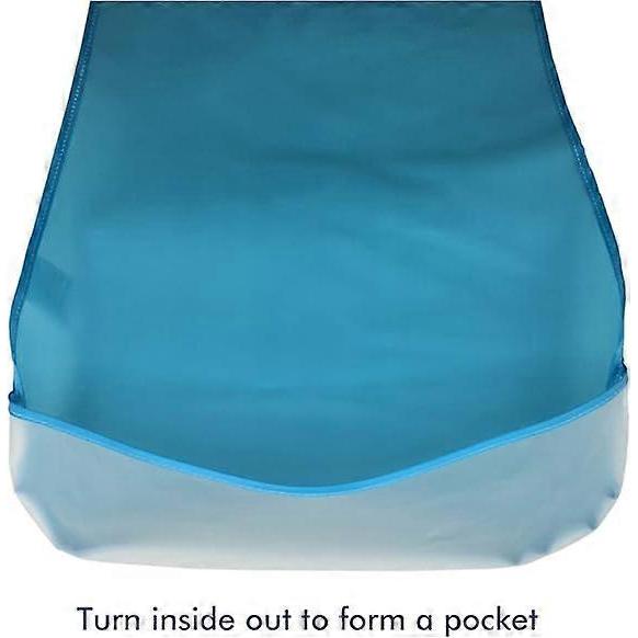 Silicone Adult Bibs with Crumb Catcher, Waterproof Bibs for Adult, Extra Long Elderly Men Women Blue Bib for Eating Washable Wipeable Easy Clean (2pcs
