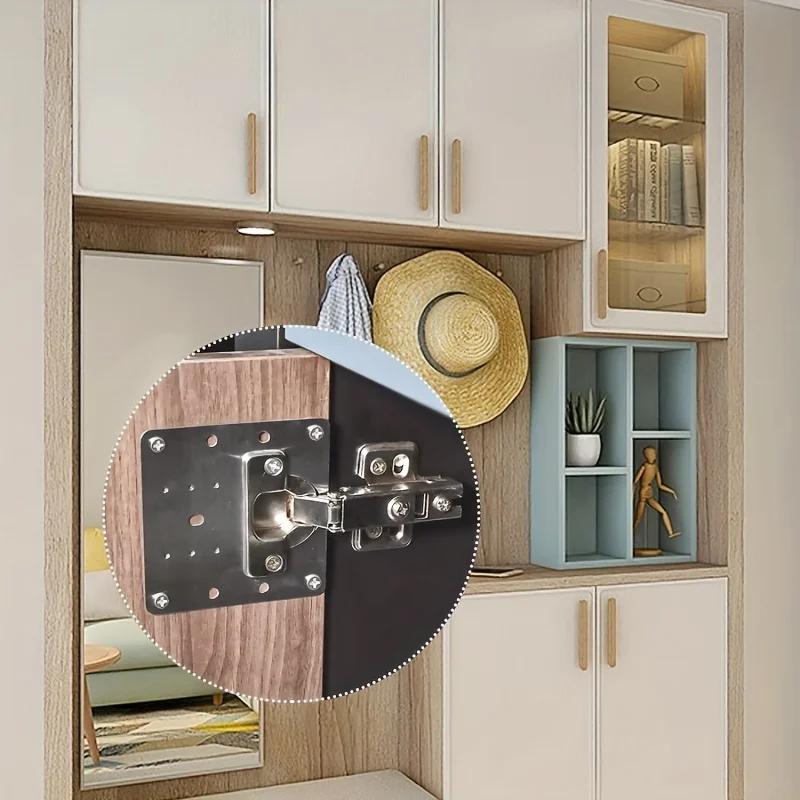 4/6pcs Cabinet hinge repair board, fixed board bracket kit, hinge repair installation board, with cabinet furniture holes