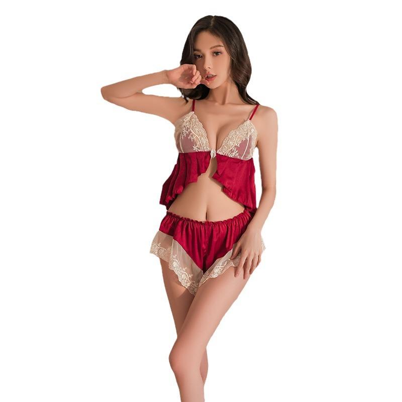 Sex Underwear Sexy Seduction Girl Lace Underwear Two-piece Set Suspender Shorts Pure Seduction Pajamas