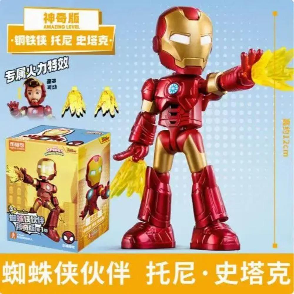 Marvel Spider-Man Baustein-Steckspielzeug 12cm Iron Man Peter Parker Miles Morales Spider-Gwen Actionfigur Baustein