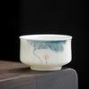 Hand-painted lotus ceramic tea cup teacup suet jade tea cup master cup single cup kung fu tea set drinking tea small teacup