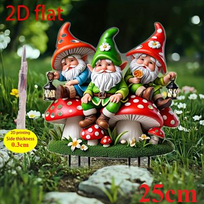 Cute Three Dwarfs, 2D Flat Acrylic, Decoration, Suitable for Lawn, Flower Pot, Courtyard, Garden, Backyard, Outdoor, Christmas, Halloween