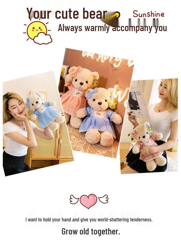 2021 Princess Bear Plush Doll - Teddy Bear Couple Toy for Girls, Holiday Gift