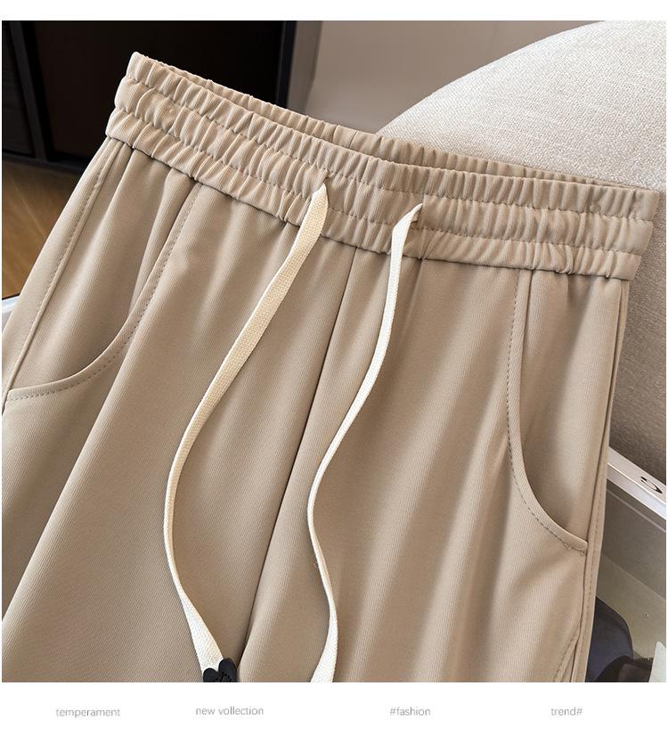 Super Fat Plus Size High Waist Ice Silk Straight-Leg Pants - Women's Summer Nine-Point Casual Style