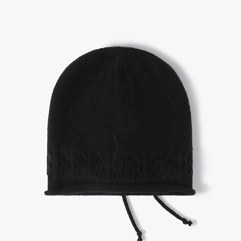 1pc Winter Warm Drawstring Knit Hat,Windproof,loose Adjustable Beanie Cap Suitable for Winter Running Ski Hat Head Neck Warmer