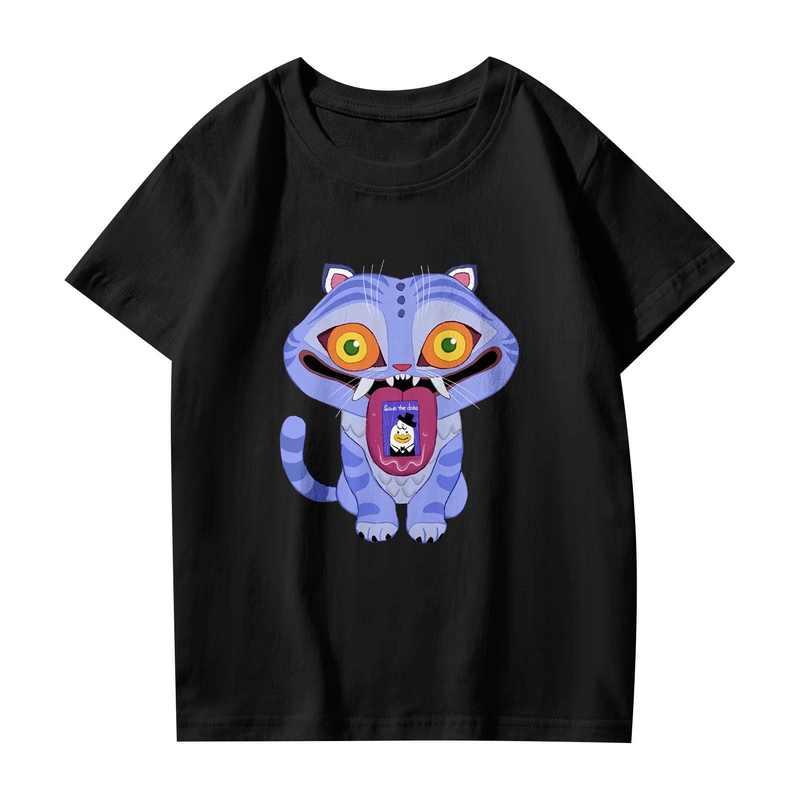 

Модная рабочая одежда с коротким рукавом и круглым вырезом, принтованные топы для женщин, летние топы L чёрный