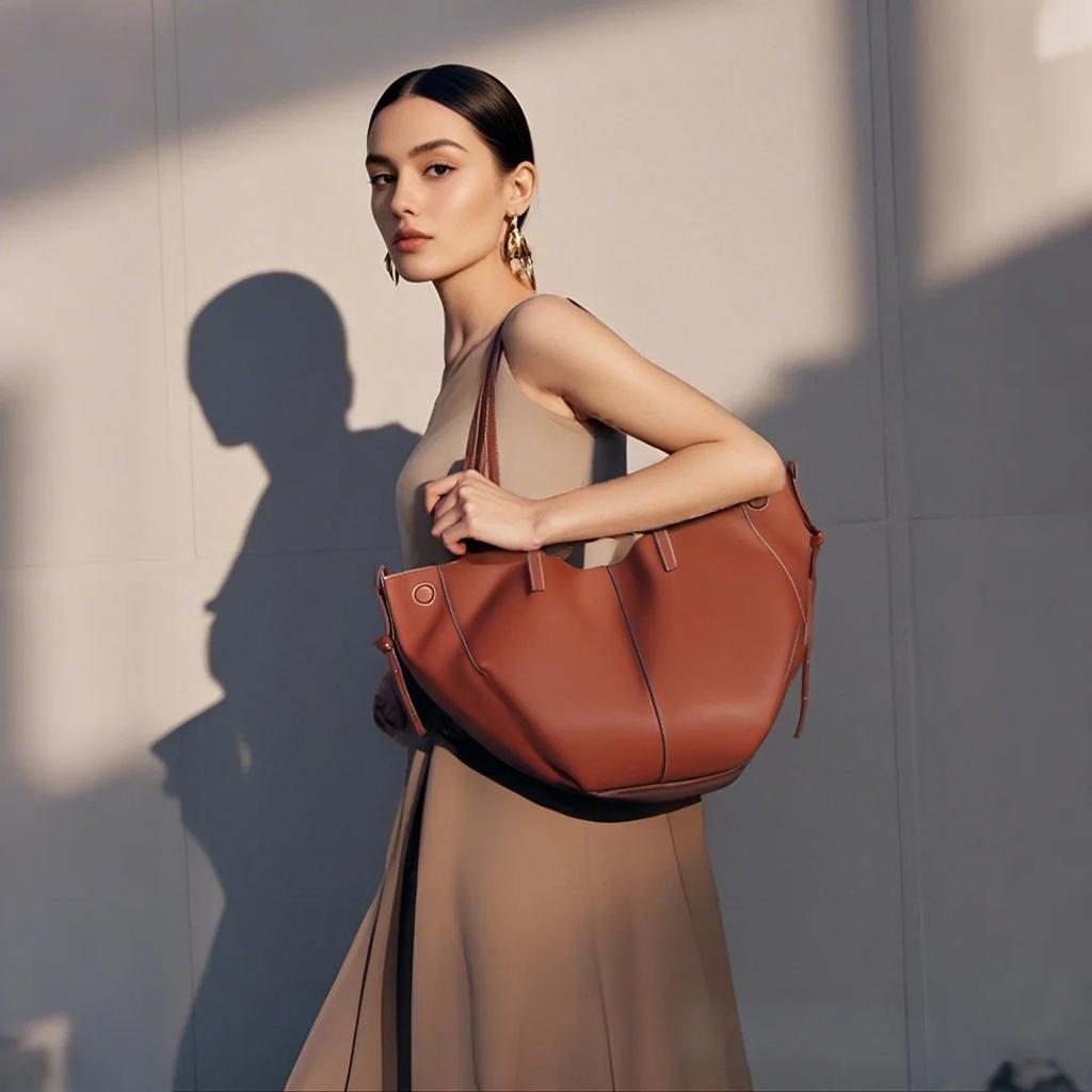 Fransız Niş Pol Kanat Çantası Tote Çanta Yeni Cy Me Deri El Çantası Büyük Kapasiteli Alışveriş Çantası Hakiki Deri Kadın Çantası