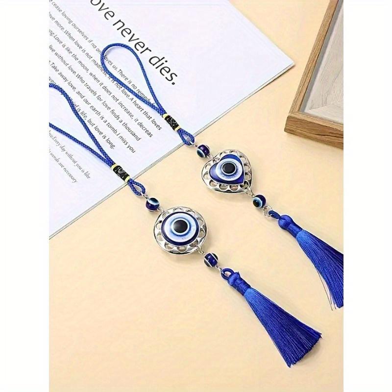 1PC Blue Evil Eye Tassel Car Charm Vintage Metal Heart Shaped Pendant Holiday Birthday Party Gifts & Home Decor Crafts, Home Decor, Room Decor