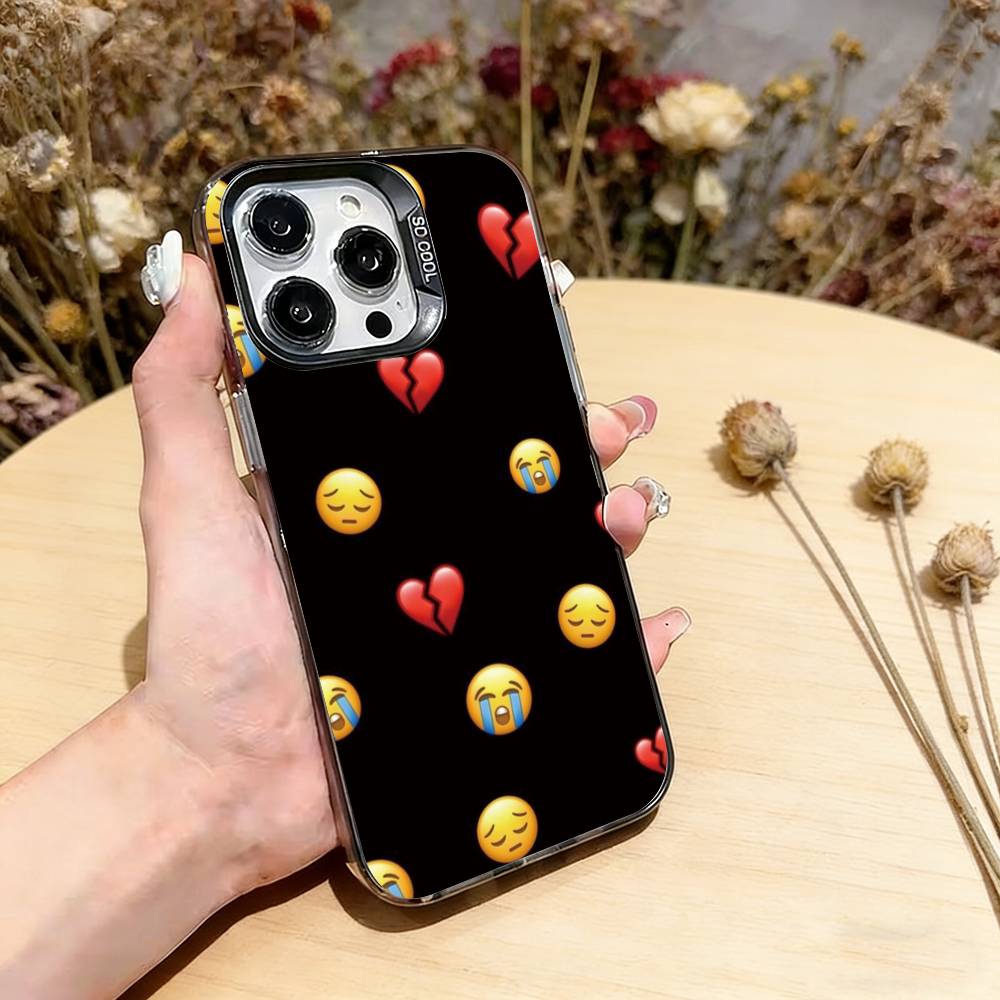 Funny emoji Phone Case For iPhone 17,16,15,14,13,12,11 Plus,Pro Max,XS,Colored Silver Plated Inside Cover