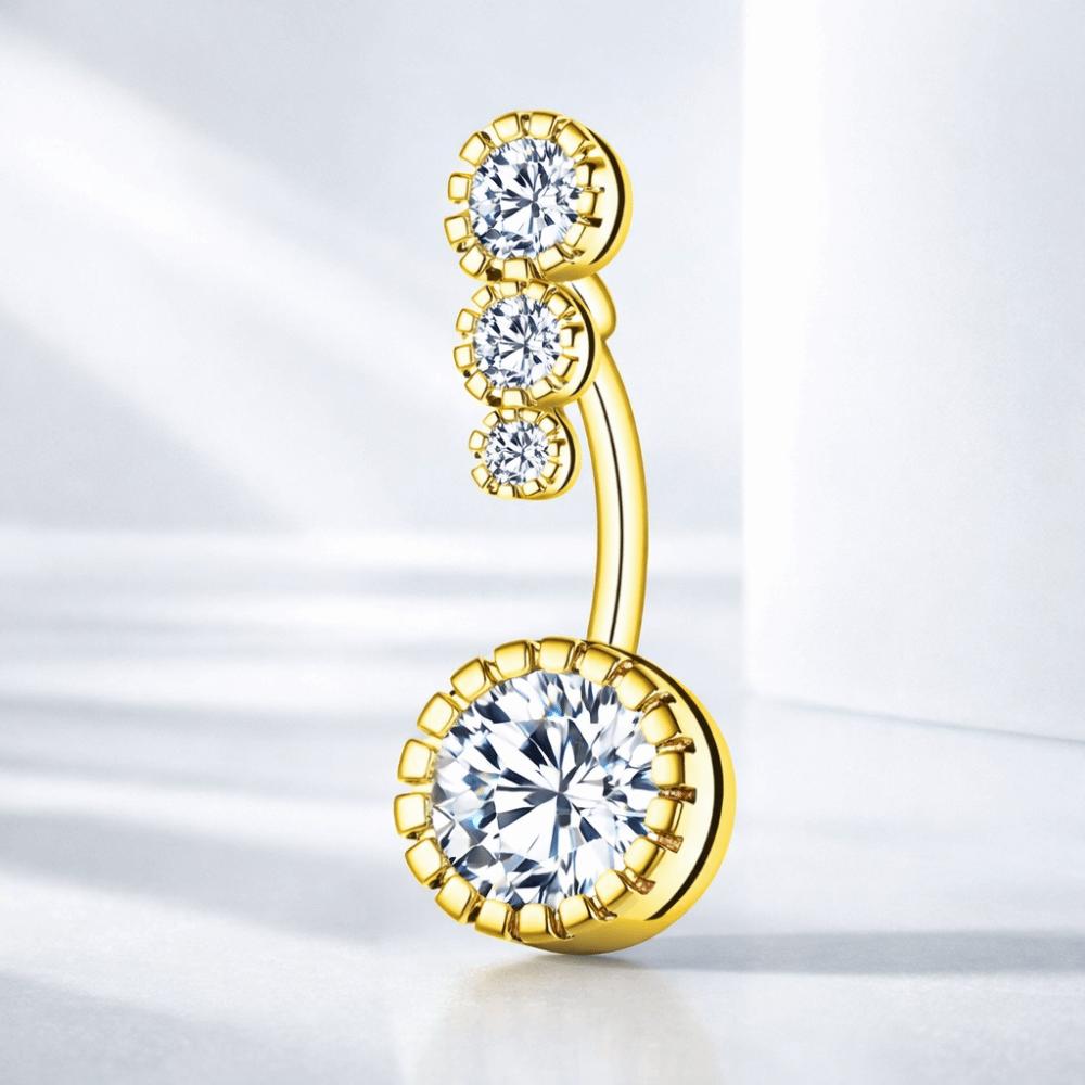 Elegant Gem Navel Piercing Copper Shiny Body Jewelry Fashion Crystal Ball Belly Button Rings  Men