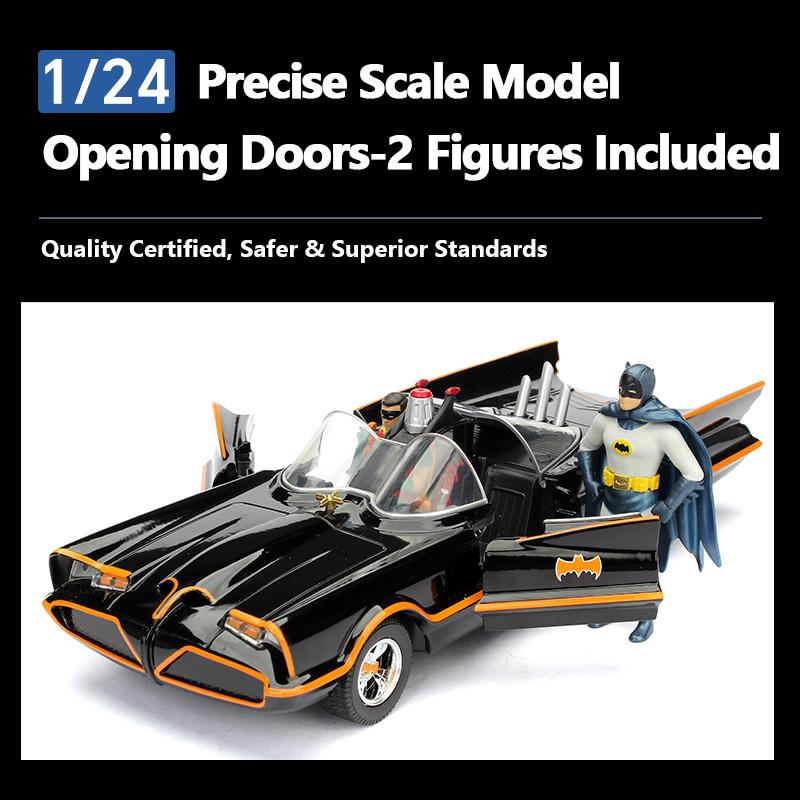 JADA 1966 Classic Batmobile with Batman & Robin Figures 2.75" / 1:24 Scale Diecast Model JD98259