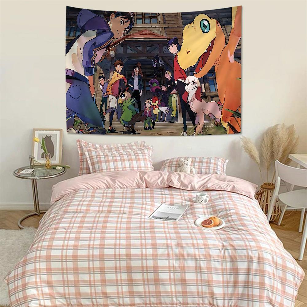 DDigimonS CARTOON Buntes Wandbehang-Gobelin Günstiger Hippie-Wandbehang Böhmische Wandteppiche Mandala-Wandbehang-Blätter