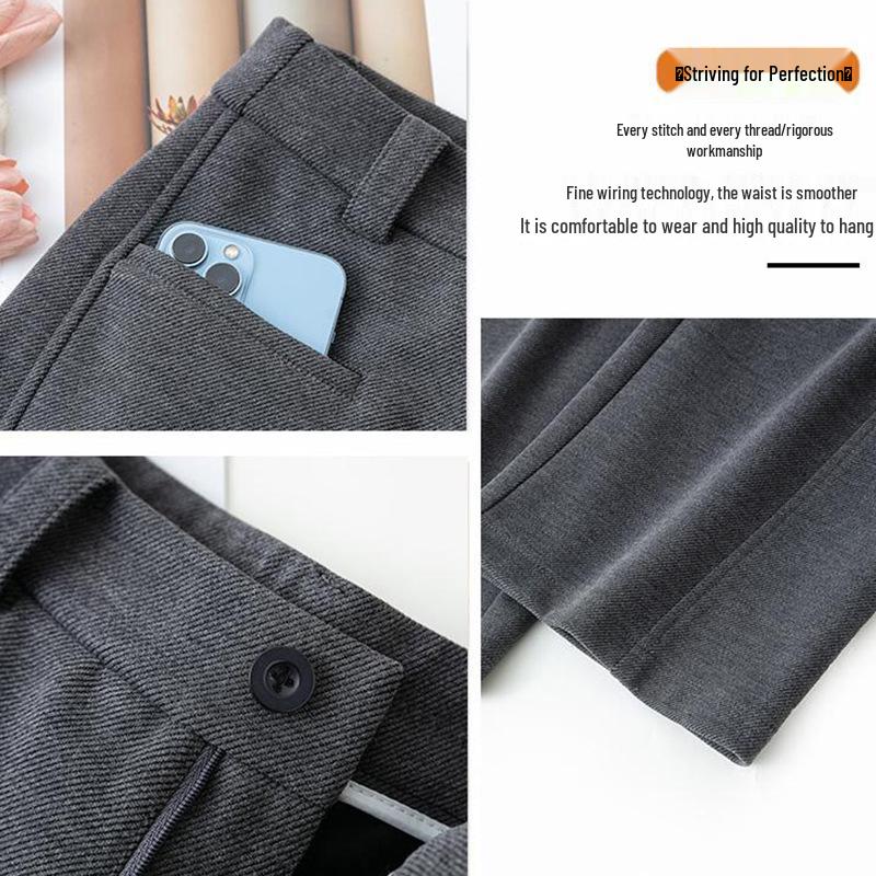 Premium Wool Narrow Straight-Leg Pants for Women - Autumn/Winter 2025 Pear-Shaped Casual Suit Pants
