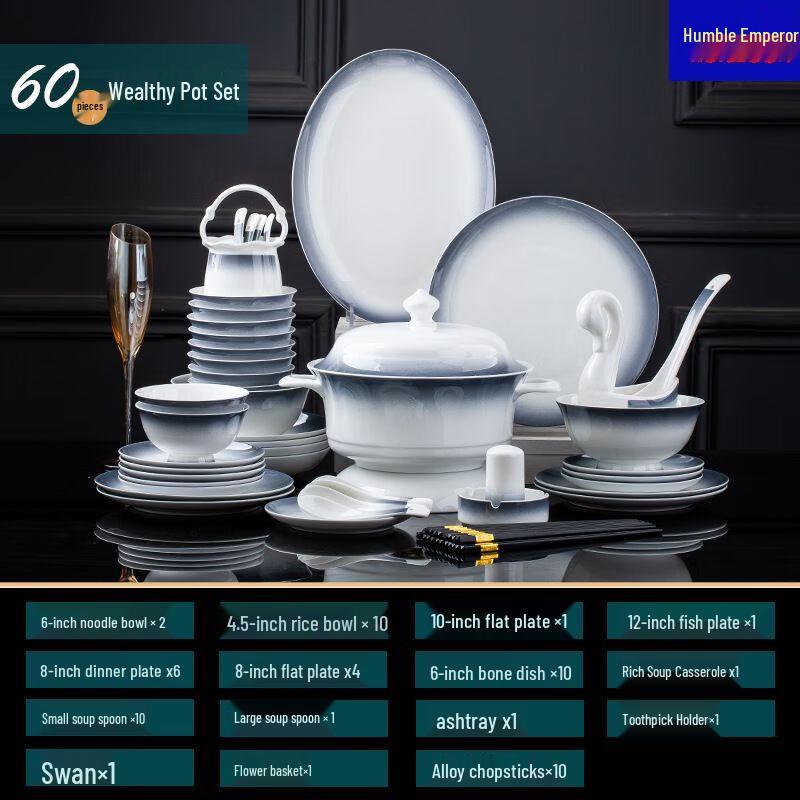 Qianxing Gradient Grey Ceramic Dinnerware Set
