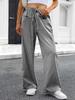 Women's High Rise Wide Leg Pants Loose Fit Trousers Plaid Drawstring Woven Spring Casual Long Pants For Daily Street Outfit