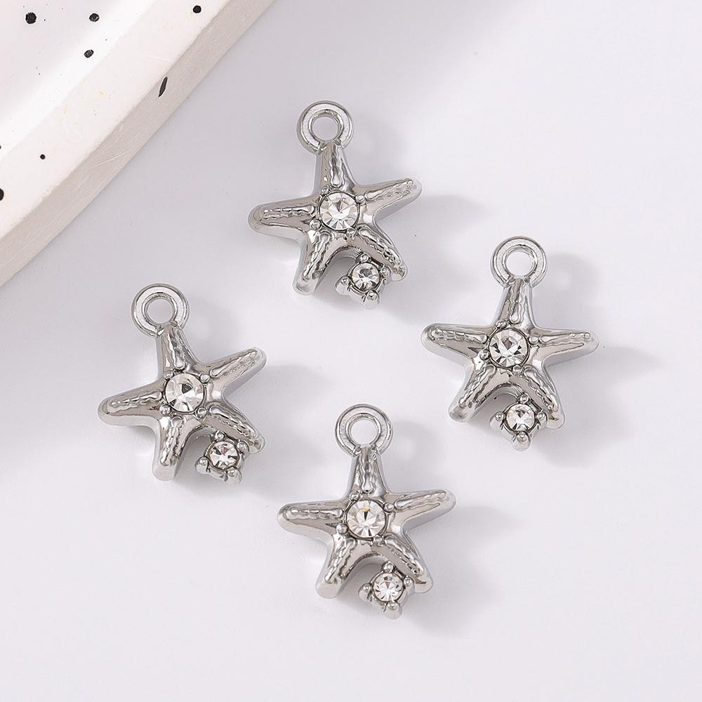 5pcs Cute Rhinestone Starfish Charms Pendants for Necklace Earrings Bracelet DIY Handmade Jewelry Making Accessories