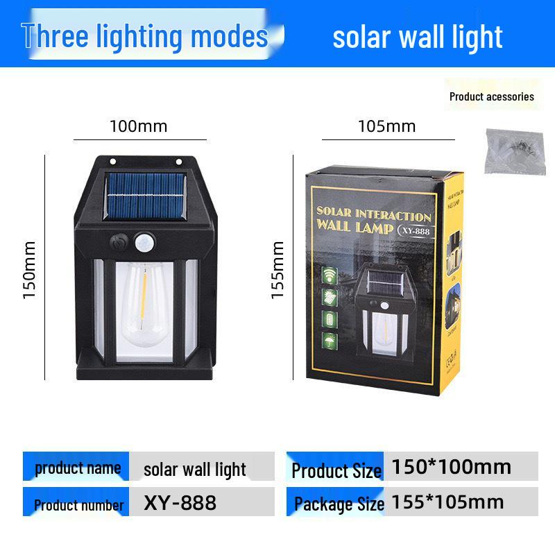 Outdoor Solar Waterproof Tungsten Filament Courtyard Light with Motion Sensor