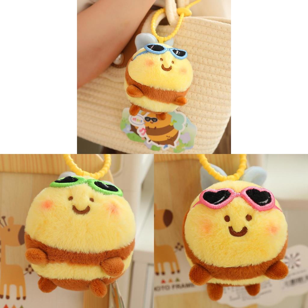 Adorable Cartoon Snot Bear Plush Bee Keychain Cute Soft Backpack Pendant Gift