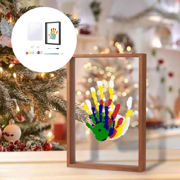 Holz Kunstrahmen Personalisierbar Baby Paar Handabdruck Fußabdruck Andenken Rahmen Set Für Valentinstag Und Familienaktivität