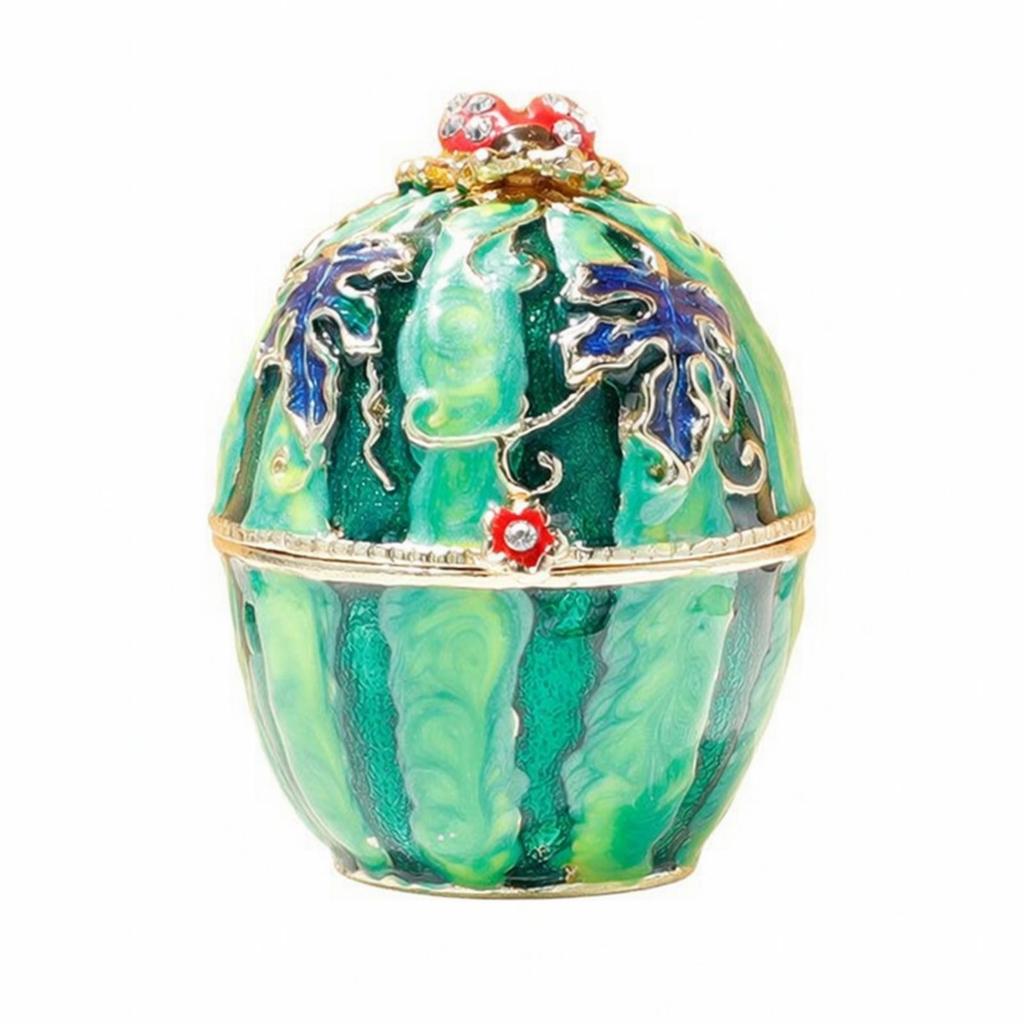 Egg-Shaped Jewelry Box Decorative with Hinged Lid Elegant for Vanity
