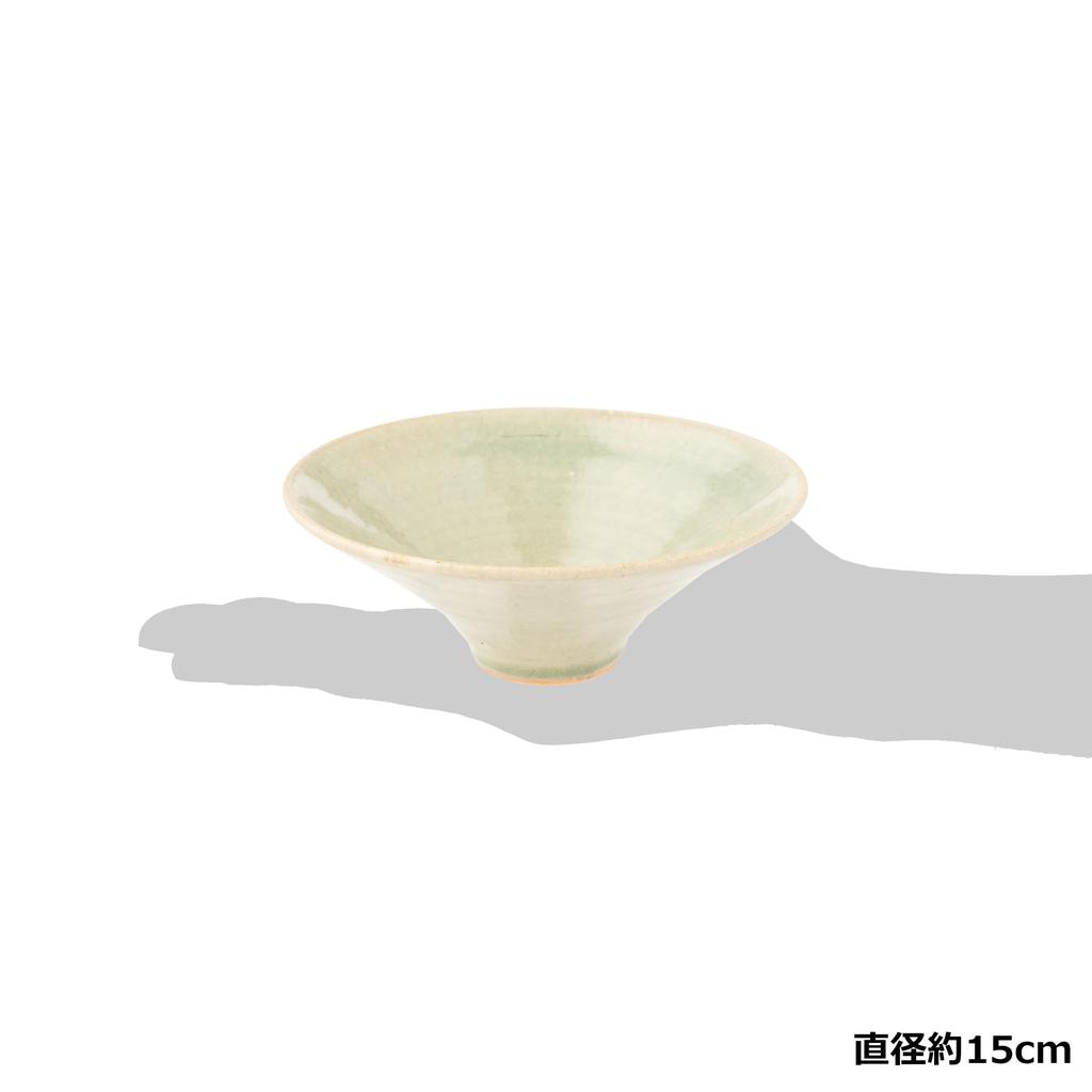 Marui Pottery Shigaraki Ware Hechimon Diameter White Glass Ivory Bowl/Plate, approx. 15cm, MR-3-4114