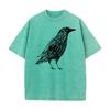 Sketch Bird Graphic Crew Neck Washed Tshirts Mother Day Tees Short Sleeve Classic  Cotton Funny Washed Tees Outdoor Adult