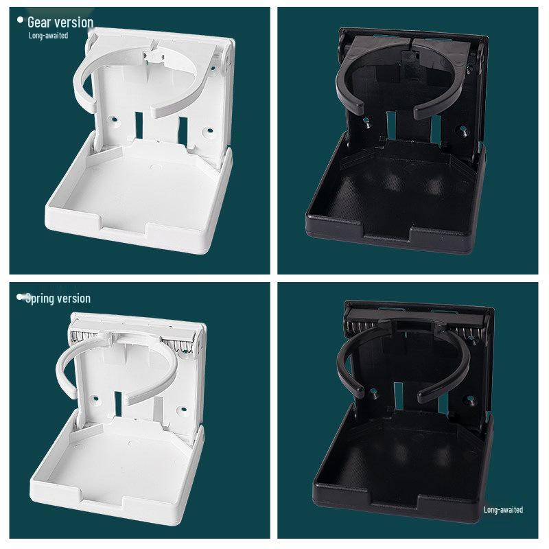 Black & White Adjustable Folding Cup Holder for RV, Boat, or Car
