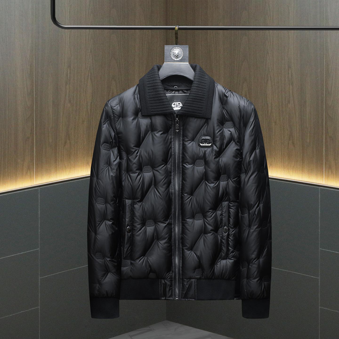 

European Removable Collar Dark Floral Down Jacket - 2025 Winter Men s Fashion Trend L чорний