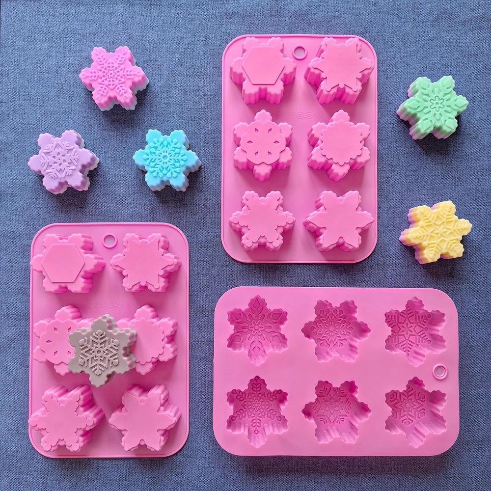 3D Christmas Snowflake Silicone Mold Handmade Soap Aromatherapy Plaster Chocolate Cake Baking Mold Christmas Party Gift