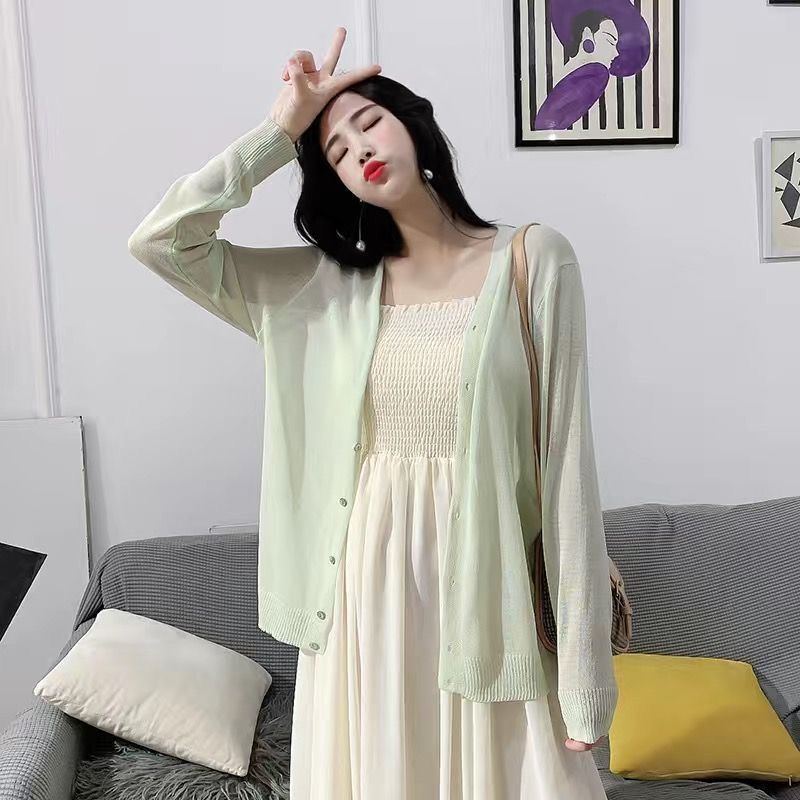 Spring and Summer New Style V-neck Thin Sweater for Women Summer Sun Protection Clothing for Women Cardigan Jacket
