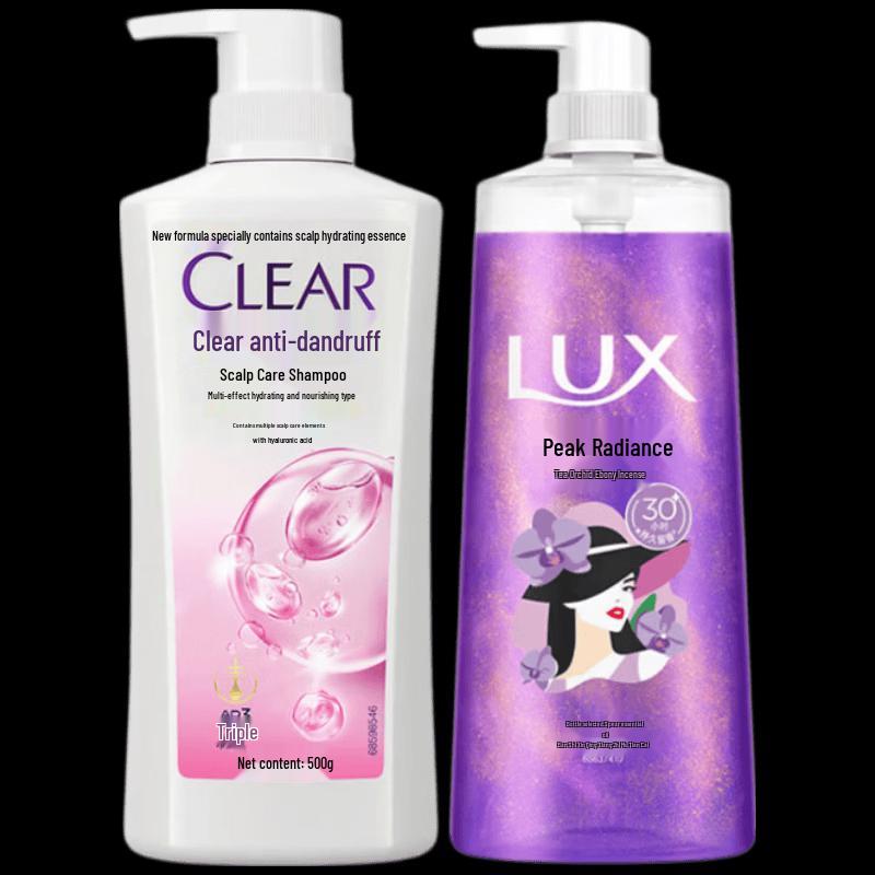 Clear Women s Anti-Dandruff Hydrating Shampoo & Lux Scented Body Wash Set