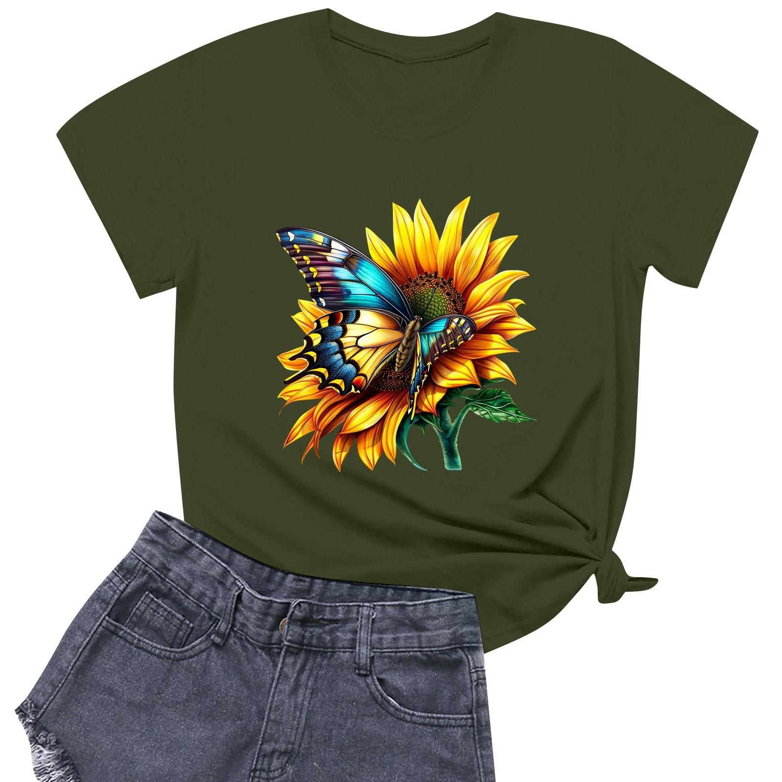 

Женская модная повседневная футболка с круглым вырезом и короткими рукавами S