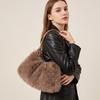 Warme Pluizige Schoudertas Effen Kleur Dames Handtas Retro Kunstbont Hobo Tas Dames