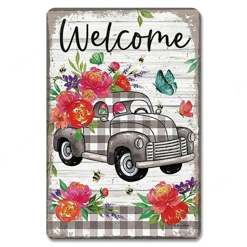 Welcome Metal Tin Signs Plaque Wall Decoration Vintage Art Posters Iron Painting for Man Cave Home Cafe Garden Garage Club Bar