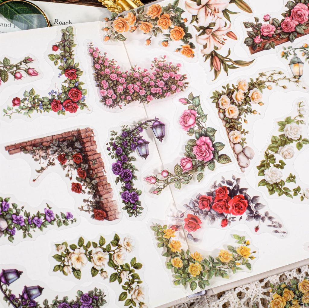 RetroStory DIY Rose Corner Decor Stickers
