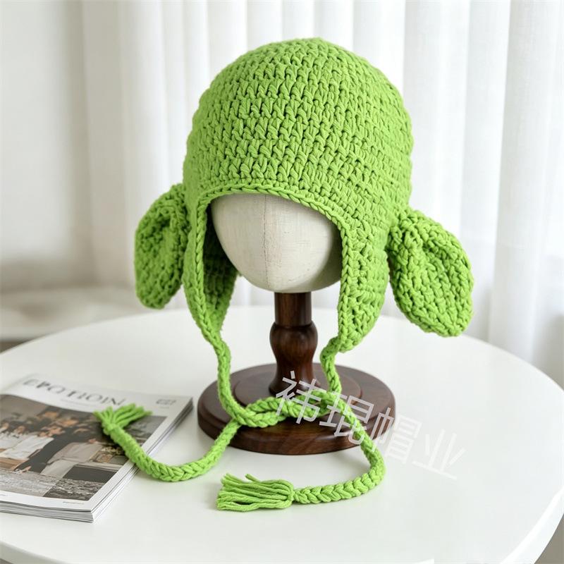 Autumn and Winter New Funny Cartoon Cute Wool Hat Warm Knitted Pullover Hat Handmade Crochet Hat